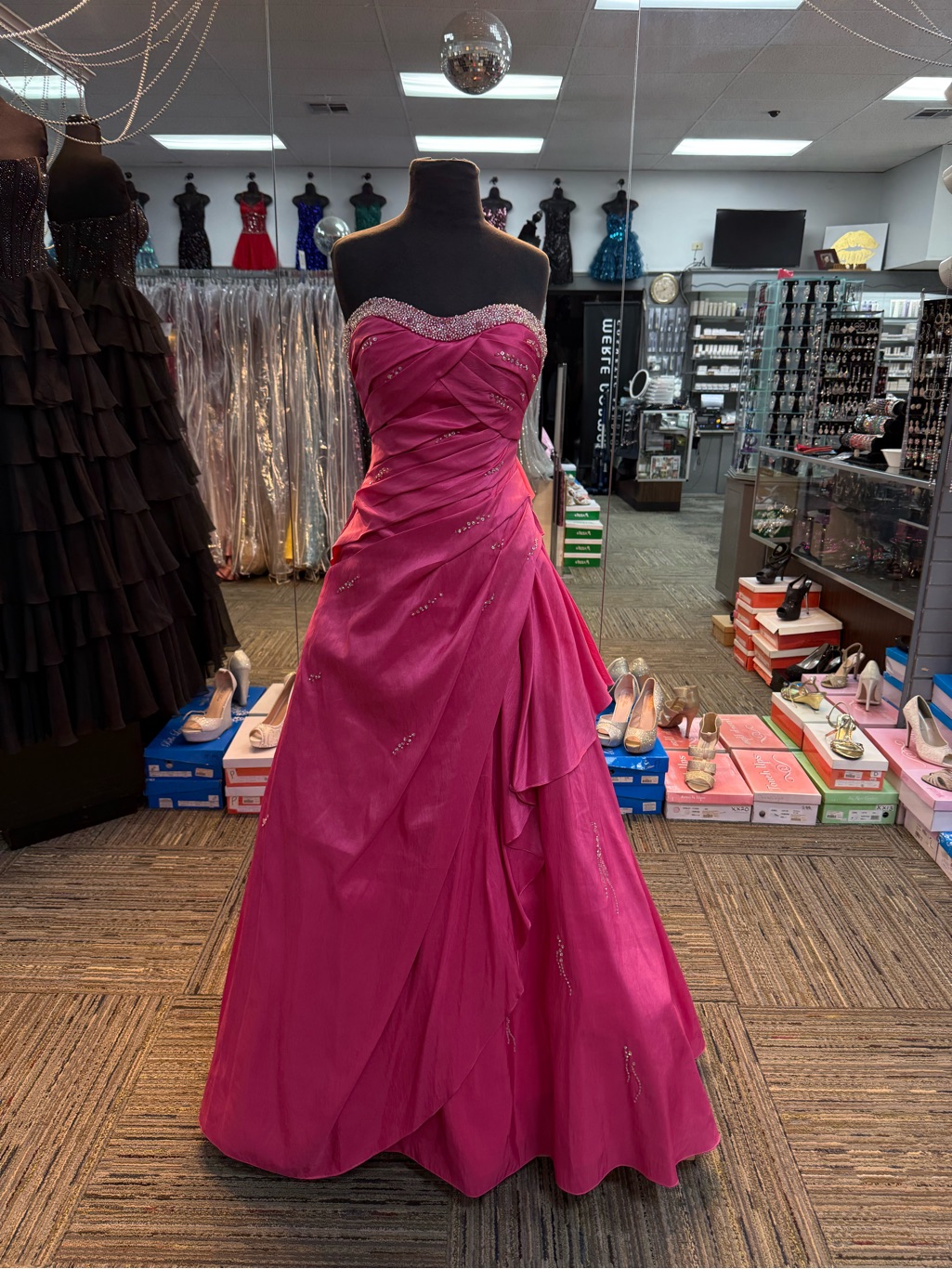 Mystique Sz-10 3959 Pink Strapless Formal Pageant Prom Dress